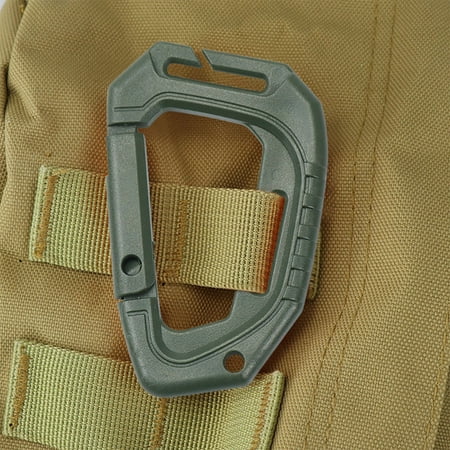 Qaailabf Quick Release D-Ring Tactical Backpack Buckle 5cm x 9cm Heavy Duty Plastic Steel Carabiner Clip for Camping Hiking Mountain Climbing Equipment Outdoor Gear Hook with 23g Lightweight
