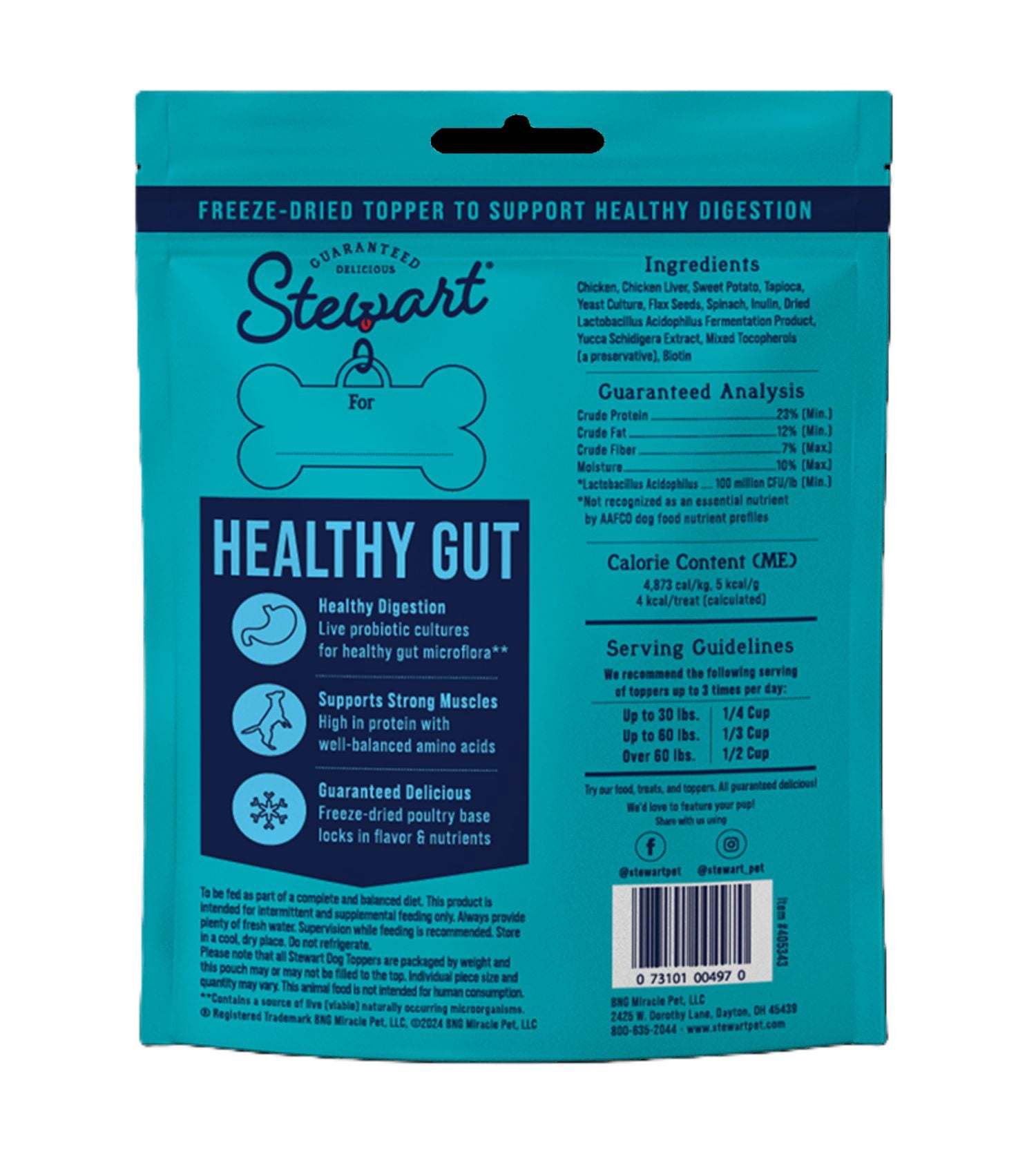 Stewart Freeze Dried Dog Food Topper Chicken & Vegetable (Healthy Gut) - 8 oz. Pouch