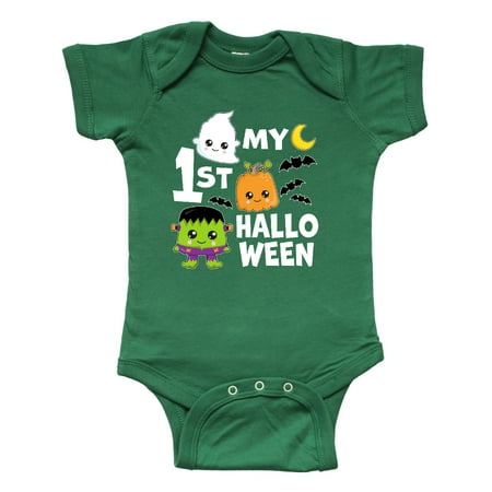 

Inktastic My 1st Halloween with Ghost Monster and Pumpkin Gift Baby Boy or Baby Girl Bodysuit