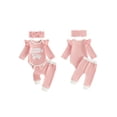 thumbnail image 2 of RUINIXCW Baby Girl 'Little Sister' 3-Piece Outfit Ruffle Sleeves Romper Pants  Bow Headband, 2 of 5
