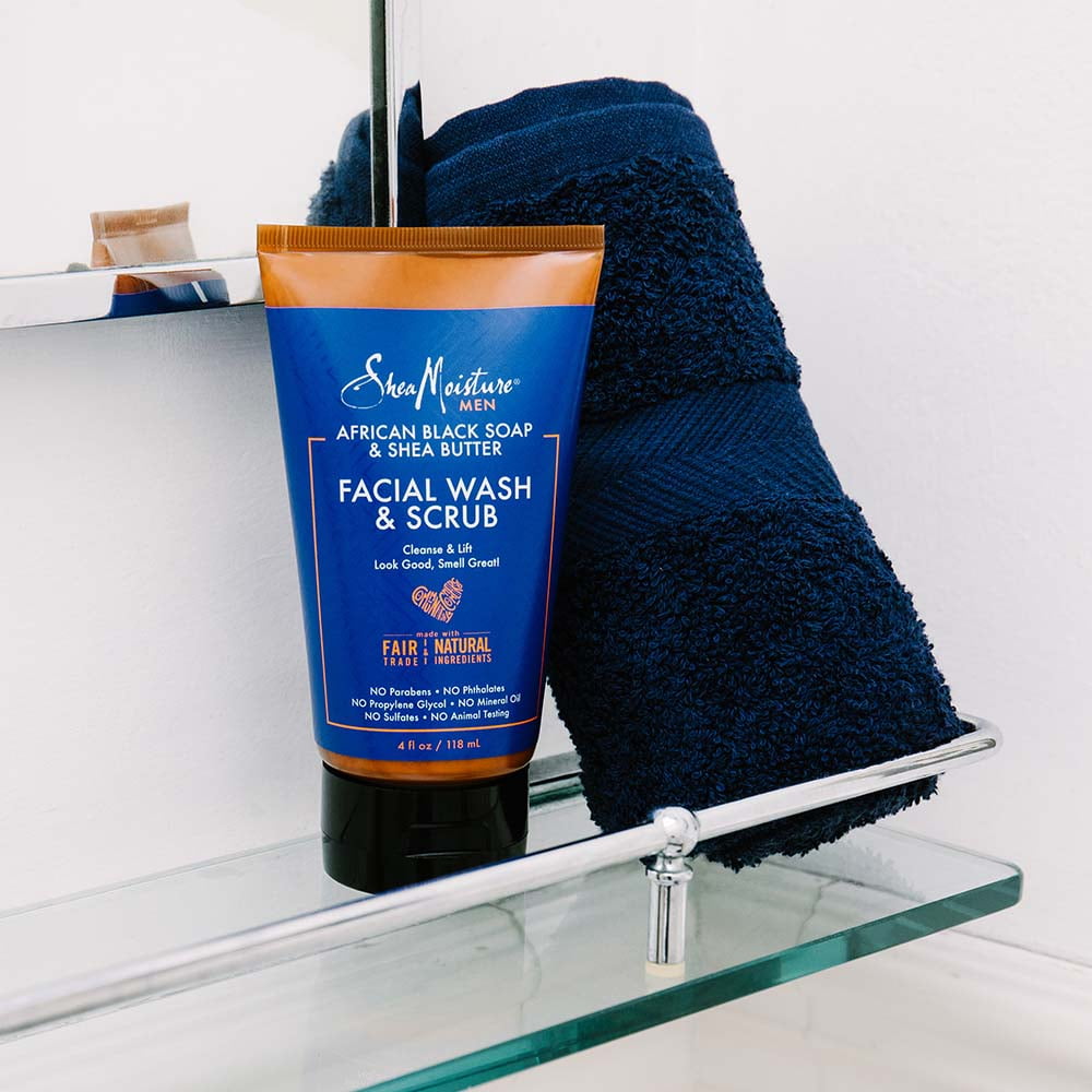 shea moisture men's facial wash and scrub