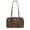 Brown, variant on Women Lightweight Nylon Bowler Bag, Casual East-West Shoulder Handbag, Everyday Tote Bag with Charm Loop & Zipper Closure for Daily Use