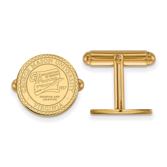 14k Yellow Gold LogoArt Official Licensed Collegiate George Mason University (GMU) Crest Cuff Link
