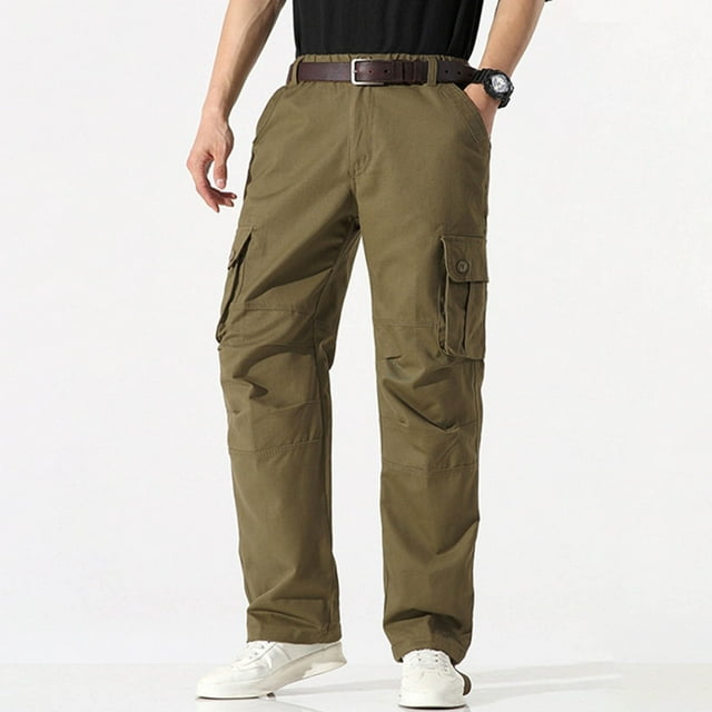 KIHOUT New Fall Winter Tactical Pants for Men, Water Resistant Hiking Cargo Pants Lightweight Outdoor Work Pants for Men Ripstop