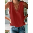 thumbnail image 5 of Womens Lace Trim Tank Tops V Neck Sleeveless Shirts 2025 Summer Casual Dressy Top Wine red L, 5 of 9