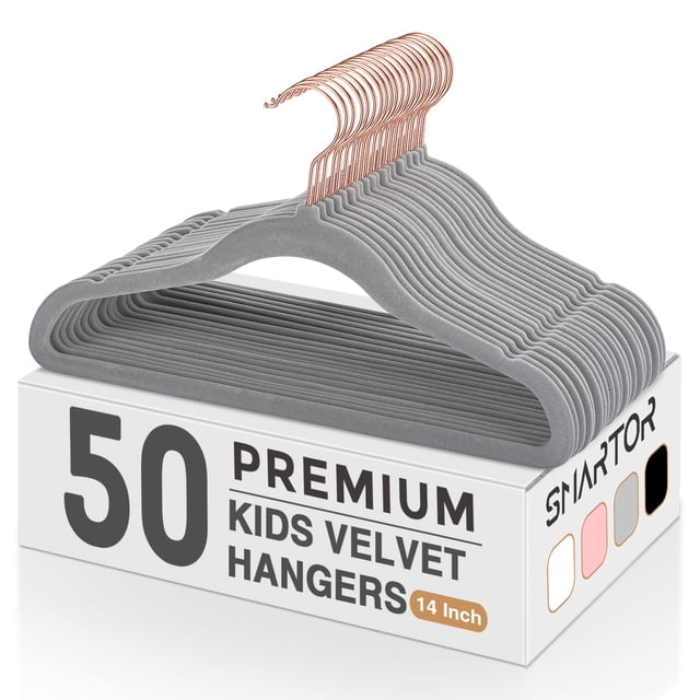 Perchas de terciopelo Smartor Kids, paquete de 50 unidades, 14 pulgadas, para ropa infantil