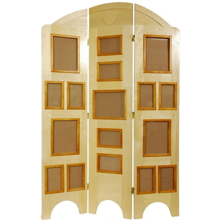 Oriental Furniture 5 1/2 ft. Tall Arc Top Photo Screen - Honey - 3 Panel