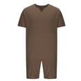 thumbnail image 5 of BXINGOHAI Men's Shirt and Shorts Set Summer Outfits Fashion V-Neck Short Sleeve Casual Track Suit for Men 2 Piece Short Set Today Brown,3XL, 5 of 6