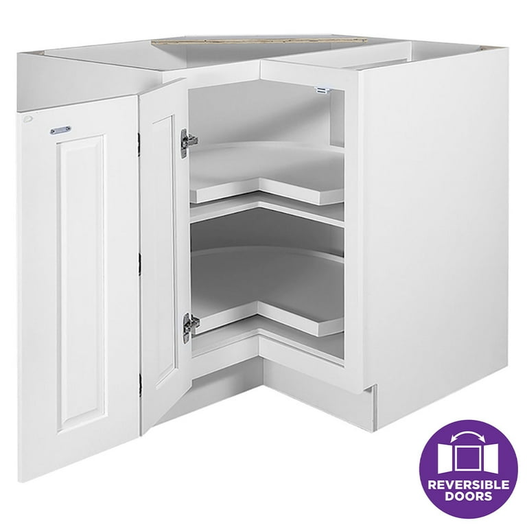 Shaker Assembled 36 in. x 34.5 in. x 24 in. Corner Base Cabinet with Lazy Susan Turn Table Accessory in Gray Shaker Assembled 36 in. x 34.5 in. x 24 in. Corner Base Cabinet with Lazy Susan Turn Table Accessory in Gray
