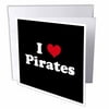 3dRose I Love Pirates, Greeting Cards, 6 x 6 inches, set of 12