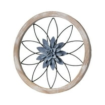 Mozhitti Round Farmhouse Wall Decor 11.81'' Wood & Metal Rustic Wall Art For Living Room Bedroom Kitchen Bathroom Dining Room Home Decorations