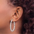 thumbnail image 4 of Sterling Silver Rhodium Plated Twisted 3.5X45mm Hoop Earrings (39 X 45) Made In India qe6759, 4 of 6