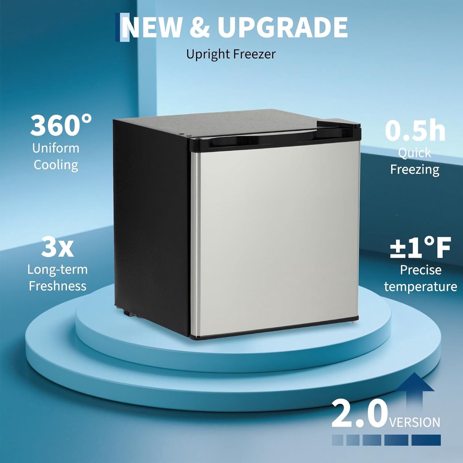 IdealHouse 1.7 Cu.Ft Mini Fridge with Freezer, Ultra Quiet Compact Refrigerator for Bedroom, Office & Dorm - Energy Efficient, Single Reversible Door Mini Fridge for Bedroom & Small Spaces, Sliver