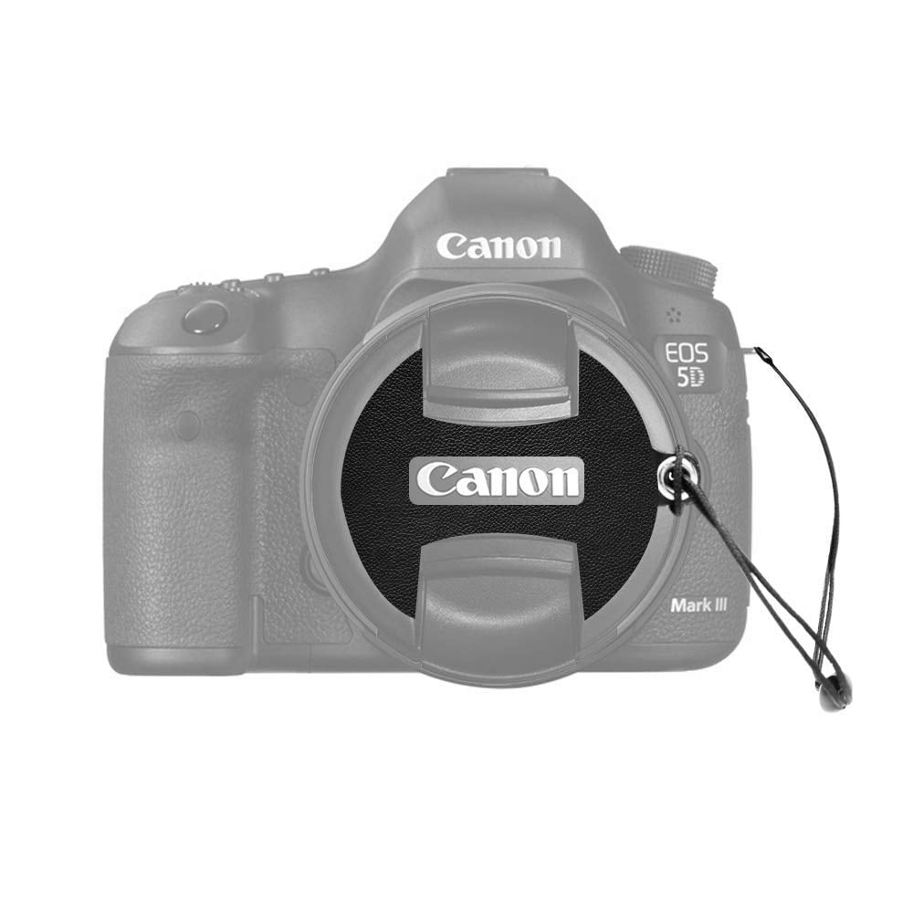 Foto&Tech Premium 2 Pack 72mm Leather Sticker Logo Cut Out Camera Lens Cap Holder Keeper Leash with 3M Adhesive Compatible with Canon 7DII 6DII EF-S 18-200mm 15-85mm EF 28-135mm f/3.5-5.6 is USM Lens