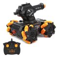 thumbnail image 2 of Coche tanque con Control remoto de 2,4 GHz, 7 mini ruedas, vehículo militar de juguete, vehículo de acrobacias con rotación de 360°, color naranja, 2 of 14