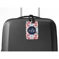 thumbnail image 5 of WIRESTER Customized Personalized Text PU Leather Luggage Tags for Travel Suitcase Baggage - Watercolor Flower Background & Monogram She Intertwined Text Font, 5 of 7