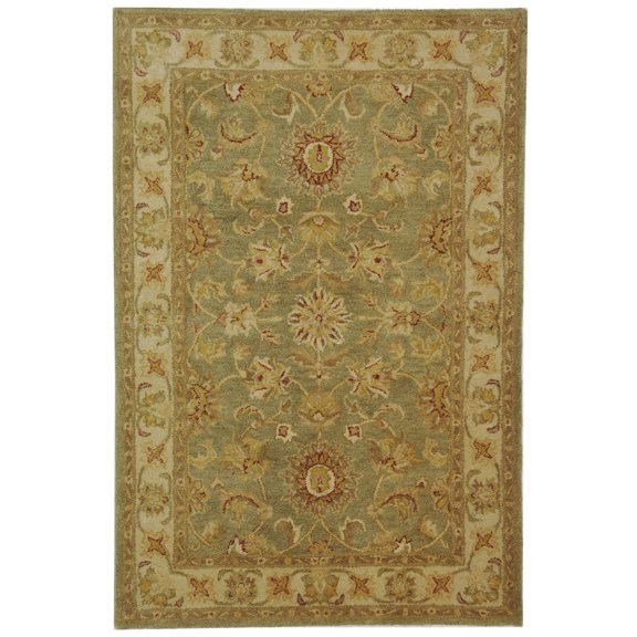 SAFAVIEH Antiquity Clematis Traditional Floral Wool Area Rug, Green/Gold, 4' x 6'