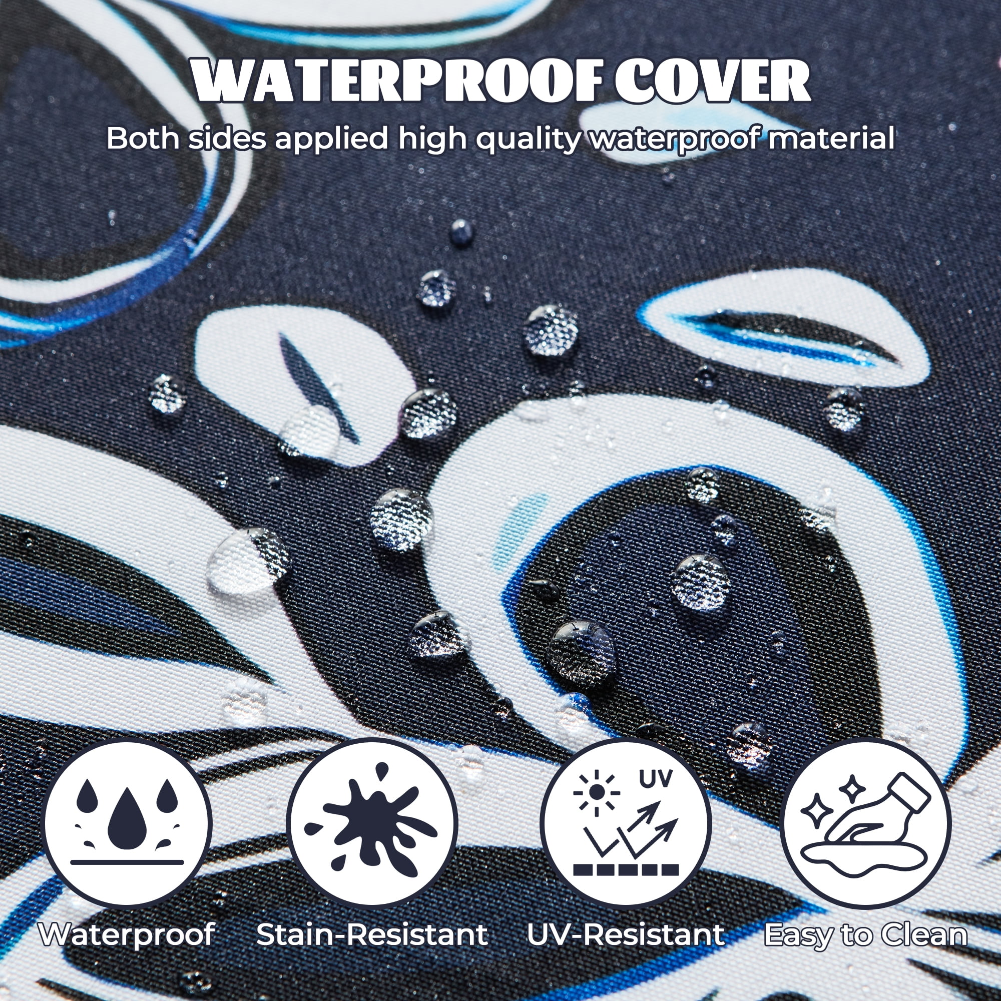UNIKOME 4-Pack Outdoor Patio Seat Cushions, Water-Resistant High-Density Foam, 18.5 x 16 x 3 inch, Blue Floral