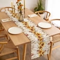 thumbnail image 4 of Rural Autumn Vintage Leaves Sunflower Table Runner-72 Inch Long Farmhouse Floral Table Runners Linen Burlap Tablerunner for Kitchen Dining Room Holiday Party, 4 of 9