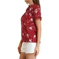 thumbnail image 5 of MODA NOVA Junior's Floral Tie Neck Ruffle Short Sleeves Blouse Top Red XXL, 5 of 6