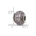 thumbnail image 2 of 925 Sterling Silver Polished Oxidized Italian Murano Glass Reflections Italian Murano Purple Stripes Glass Bead Charm 12, 2 of 2