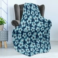 thumbnail image 4 of Navy Soft Flannel Fleece Blanket, Hibiscus Hawaiian Tropical Island Flowers Petals and Buds Leaves Art Print, Cozy Plush for Indoor and Outdoor Use, 70" x 90", Dark Blue and Sky Blue, by Ambesonne, 4 of 5