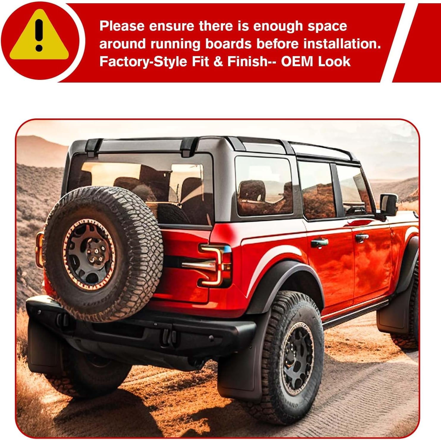 Mud Flaps for Ford Bronco 2021-2025 No Drill Splash Guards Heavy Duty Black Off-Road Accessories