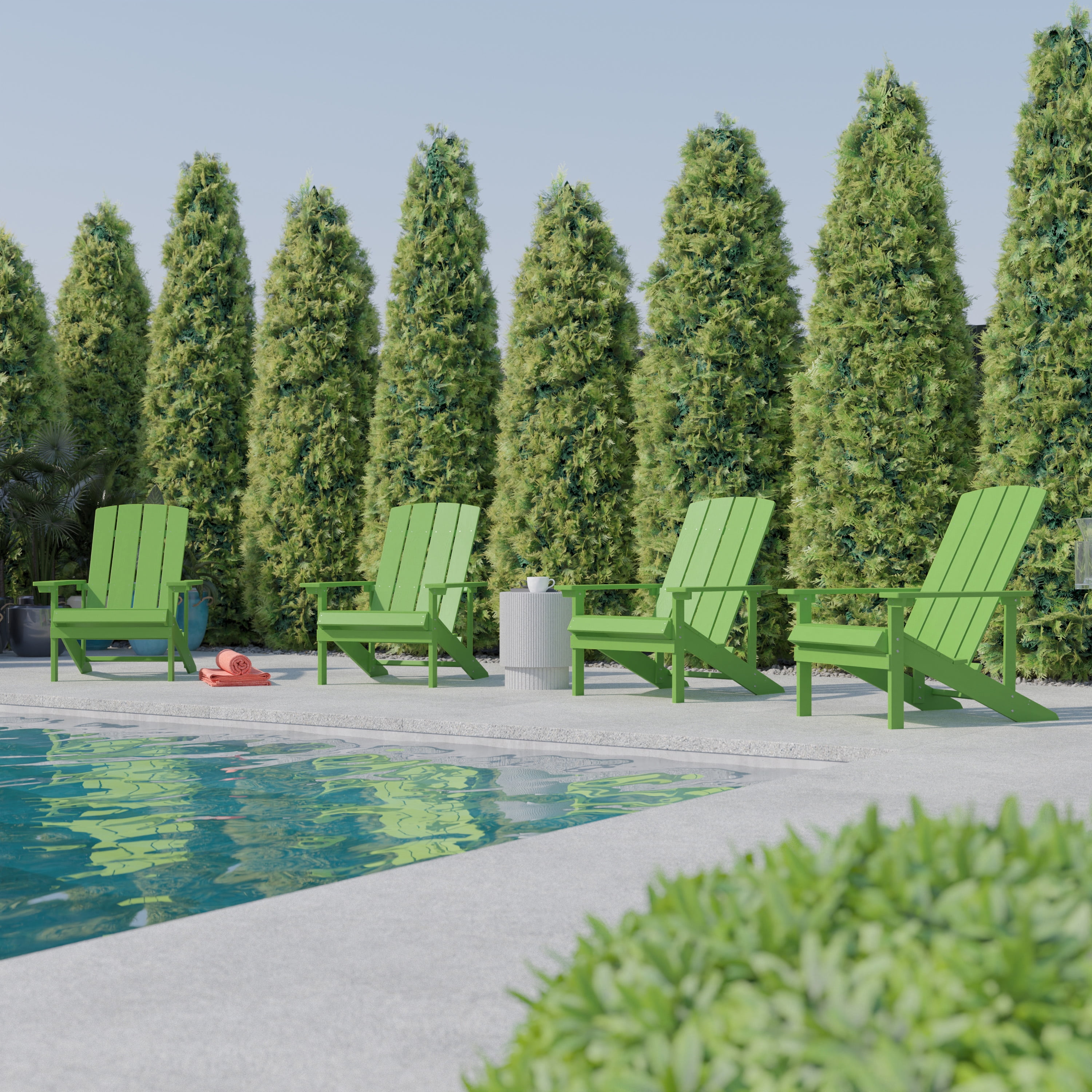 BizChair Poly Resin Adirondack Chair Lime Green All Weather