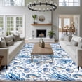 thumbnail image 3 of Non-Slip Rug Pad Rugs Summer Seahorse Coral Starfish Conch Rectangle Area Rugs 5x7Ft Soft Carpet Pads for Living Room Kids Room, Seamless Blue Marine Life, 3 of 9