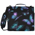 thumbnail image 2 of Zipper Binder with Shoulder Strap 2 inch 3 Ring Waterproof File Folder Organizer Bag 500 Sheet Blue-purple and Cyan Butterflies, 2 of 8