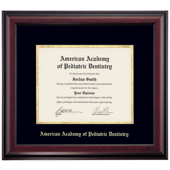 OCM Diploma Frame for American Academy of Pediatric DentistryDocuments, 16" x 18" Frame, Black/Gold Mat
