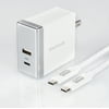 Blackweb Wall Charger with USB-C Cable and USB-C Standard Ports 5.4 Amp 3', White
