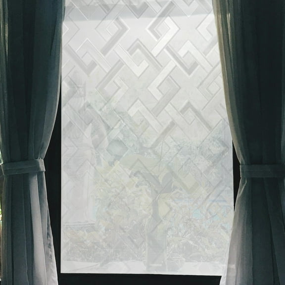 Diamond Pattern Window Privacy Film Self-adhesive Glass Window Sticker for Home 39.37"L x 17.72"W Clear