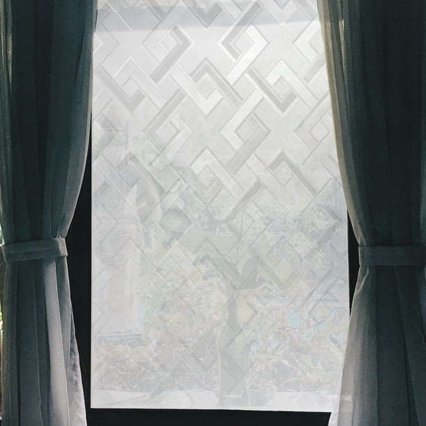 Película de privacidad para ventanas con patrón de diamante, adhesiva para vidrio, adhesivo para ventanas de hogar 39.37"L x 17.72"W transparente