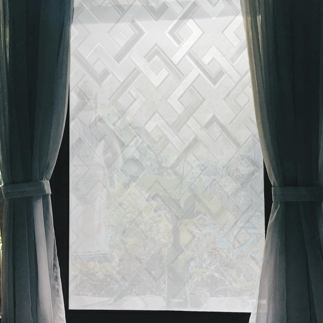 Película de privacidad para ventanas con patrón de diamante, adhesiva para vidrio, adhesivo para ventanas de hogar 39.37"L x 17.72"W transparente