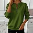 thumbnail image 2 of Womens Half Zip Sweatshirts Loose Cotton Fleece Casual Crewneck Pullover Tops Solid Color Fall Clothes 2025 (S, Green), 2 of 5