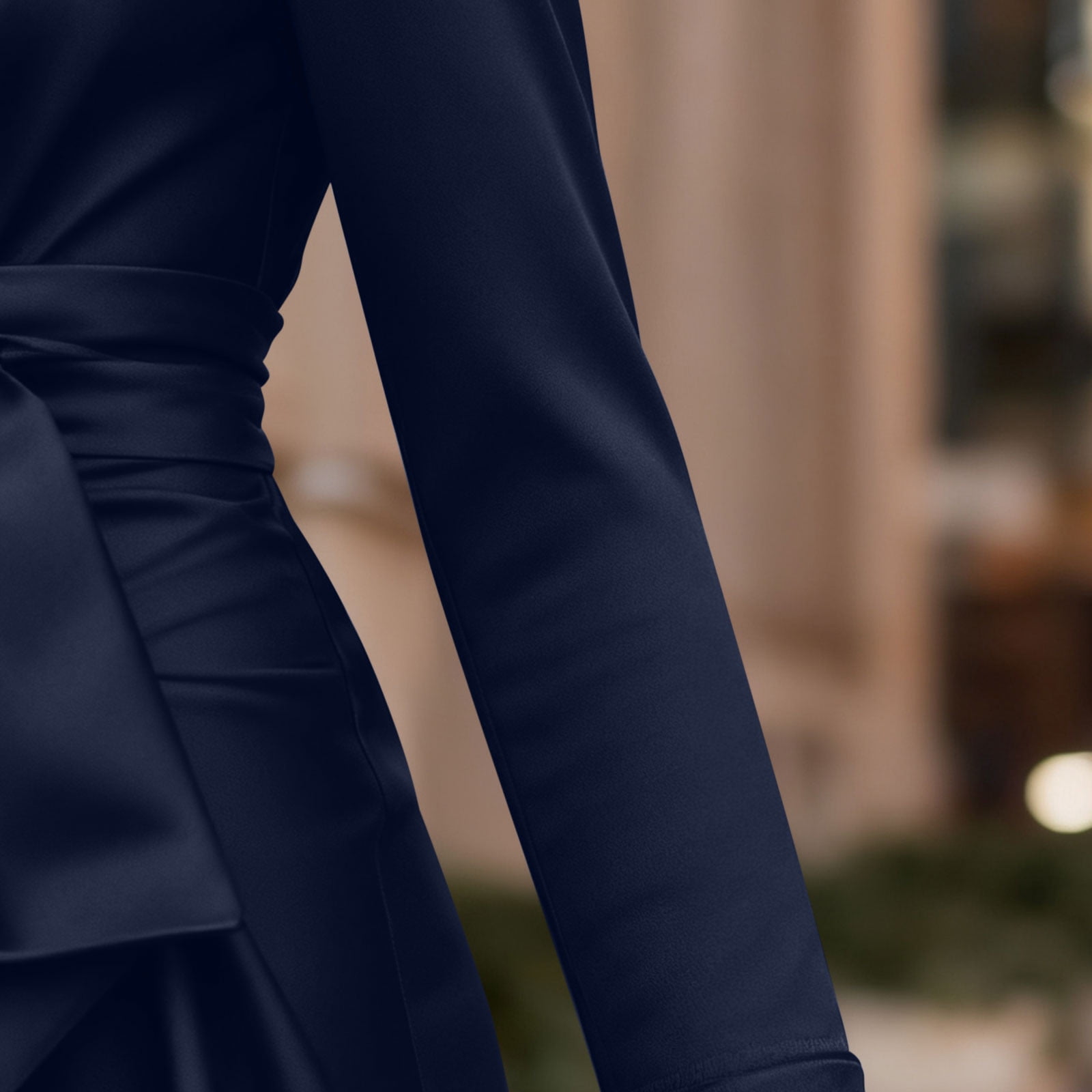 Levmjia Womens Dress V Neck Solid Color Casual Long Sleeve Polyester Ruffle Hem Cinched Waist Flowy Irregular Hem Vacation Party Daily Wear