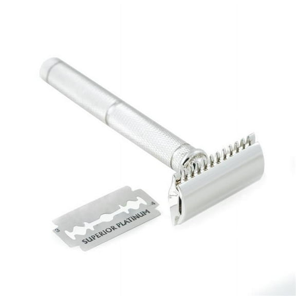 Bey-Berk International BB01 Chrome Plated Safety Razor with Diamond Cut Design Handle, Silver