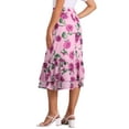 thumbnail image 3 of Faldas midi de gasa para mujeres Inspire Chic para el Día de la Madre, con cintura elástica, volantes y diseño floral en tonos rosa y púrpura., 3 of 6