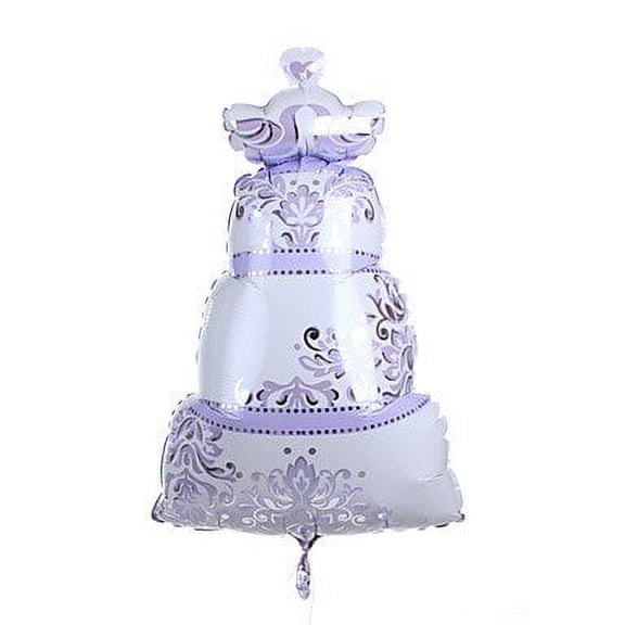 Lilac Wedding Cake Metallic Balloon With Love Birds on the Top