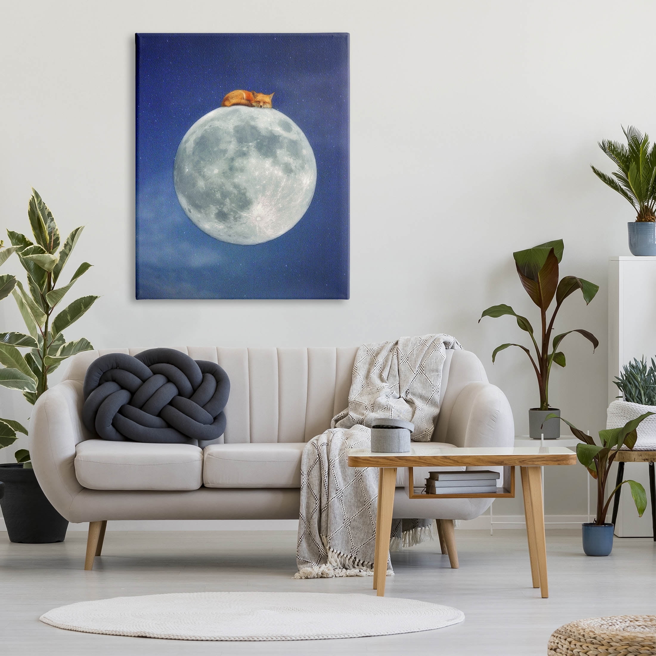 Stupell Industries Fox Sleeping Night Sky Moon Graphic Art Gallery Wrapped Canvas Print Wall Art, Design by Carrie Ann Grippo-Pike