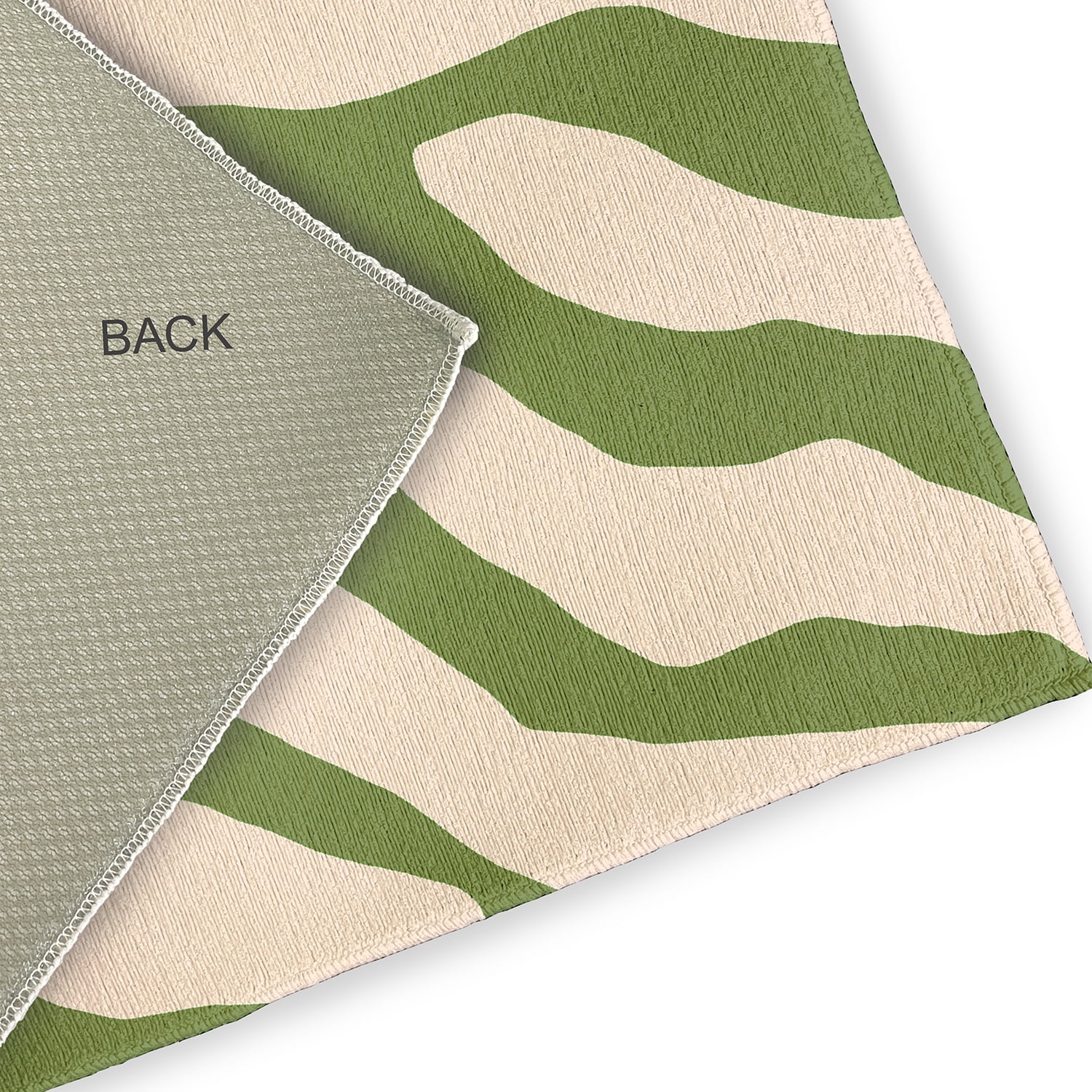 Simply Daisy 5' Round Light Olive Animal Stripe Spring Chenille Indoor/Outdoor Rug