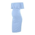 thumbnail image 4 of Bovxnpu Maternity Clothes For Women, Women's Maternity Midi Dress Off The Shoulder Bodycon Dresses, Pregnant Women's One Shoulder Maternity Dress With Ruffled Edges Knee Length Maternity Dress XL, 4 of 6