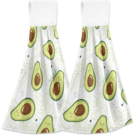 

SKYSONIC Hanging Kitchen Towel 12 x 17 Inch Avocado Towel Set 2 Pieces of Dry Towels for Kitchen Bathroom Laundry Room Table