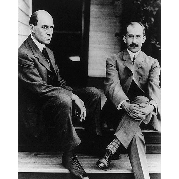 Wilbur and Orville Wright Brothers Portrait - 12x18 Inch Laminated Aviation Poster - Stunning Detail and Bold Colors