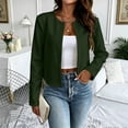 thumbnail image 5 of PRINxy Women's Collarless Open Front Cropped Slim Fit Blazer Jacket With Long Sleeves Minimalist Outerwear For Casual Dinner Outings Army Green S, 5 of 9
