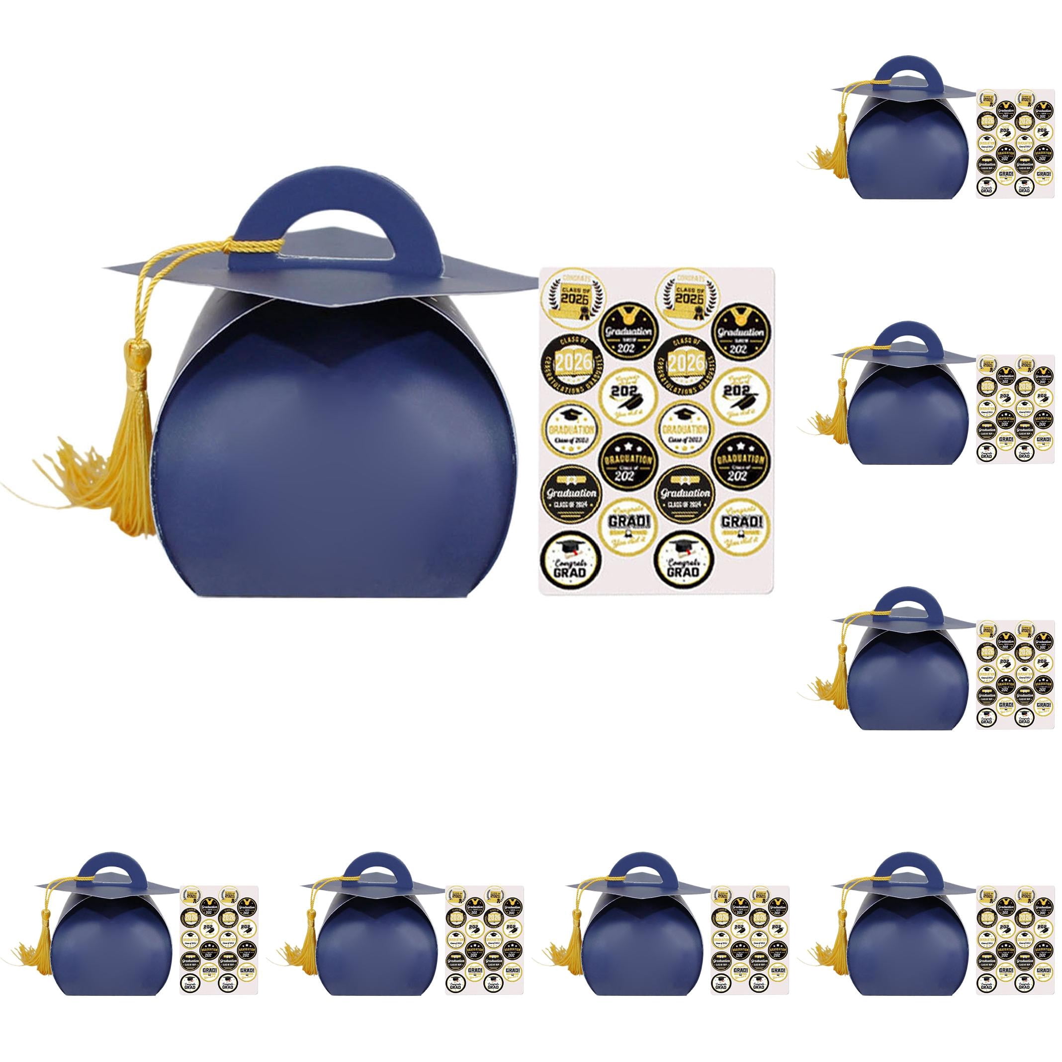 Graduation Cap Box with Tassel, Class of 2026 Graduation Candy Box Table Centerpieces, Grad Decorations for Party, Diy Sticker Sheet Included, A Graduation Cap Gift Box And 30 Stickers