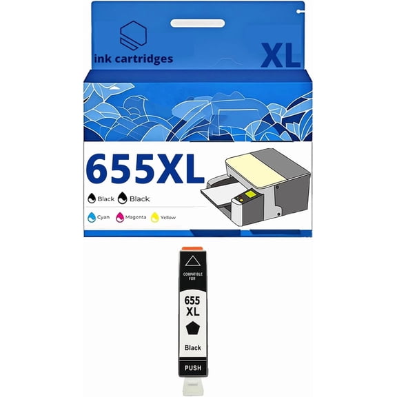 655XL 655XL Ink Cartridges Compatible for 3525 4615 4625 5525 6520 6525 Inkjet Printers, Leak-Proof Design Crisp Printing