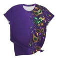 thumbnail image 6 of Ounisa Womens Mardi Gras Sweatshirts Carnival Sweatshirt Funny Mask Graphic Short Sleeve Shirts Fat Tuesday Pullover Top, 6 of 6