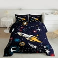 thumbnail image 3 of Manfei Outdoor Spacecraft Queen Comforter Set,Colorful Graffiti Bedding Sets,Colorful Stars Print Bedding Comforter Set For Boy Teens,Luxury Bedroom Decor Reversible,3-Piece, 3 of 9